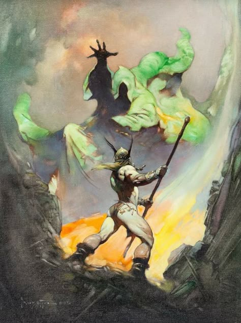 'The Norseman' ,Frank Frazetta, 1972 Frank Frazetta Art, Frazetta Art, Mike Hoffman, Mythology Paintings, Boris Vallejo, Heroic Fantasy, Frank Frazetta, Conan The Barbarian, Beautiful Dark Art