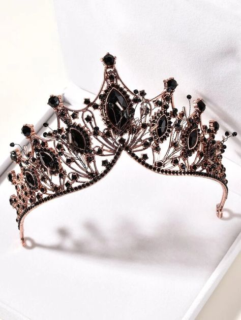 Black Crown Aesthetic, Pretty Tiaras, Black Crown Aesthetic Queen, Kingdom Black Crown, Queen Core, Black Crystal Crown, Goth Crystal Crown, Epic Clothing, Crystal Crown Tiaras