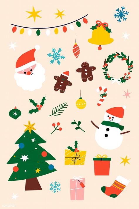 Christmas Card Png, Christmas Design Ideas Creative, Christmas Decor Illustration, Christmas Decoration Illustration, Christmas Elements Illustration, Christmas Cute Illustration, Christmas Illust, Christmas Card Design Ideas, Gingerbread Illustration