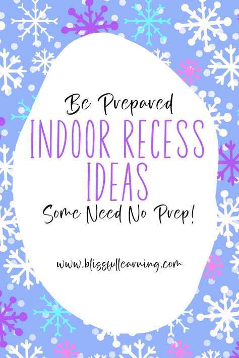 Don't be caught unprepared when outdoor recess is moved inside! Check out this helpful list of ideas to make indoor recess a breeze - and some do not need any prep! Prek Indoor Recess, Inside Recess Ideas For Preschool, Pre K Indoor Recess Ideas, Recess Activities For Kids, Inside Recess Ideas, Indoor Recess Ideas Elementary, Preschool Indoor Recess, Indoor Recess Ideas Preschool, Inside Recess Games