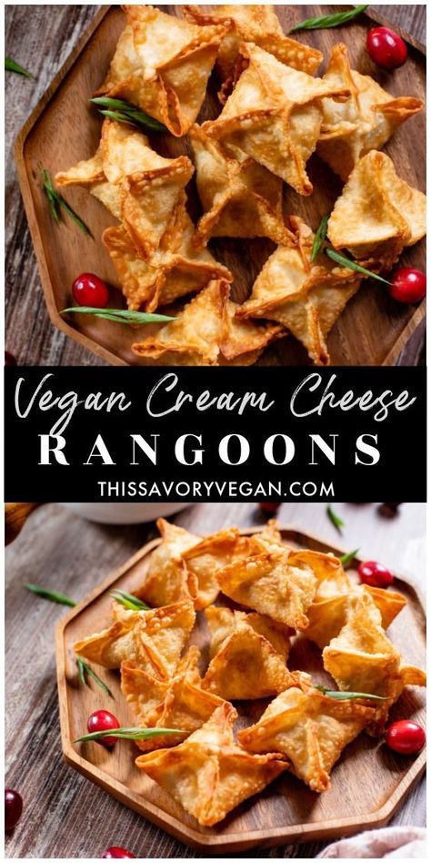 Vegan Cream Cheese Wontons, Vegan Asian Appetizers, Vegan Starters Recipes, Recipes With Vegan Cream Cheese, Vegan Christmas Recipes Appetizers, Easy Vegan Christmas Dinner, Vegan Fall Appetizers, Christmas Vegan Appetizers, Christmas Appetizers Vegetarian