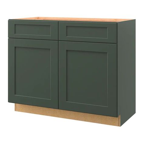 allen + roth Galway 42-in W Sage Bathroom Vanity Cabinet in the Bathroom Vanities without Tops department at Lowes.com Sage Bathroom Vanity, Bathroom Vanity Without Top, Modern Corner Cabinet, Sage Bathroom, Green Bathroom Vanity, 48" Vanity, Semi Custom Cabinets, Shaker Door Styles, Bathroom Vanities Without Tops