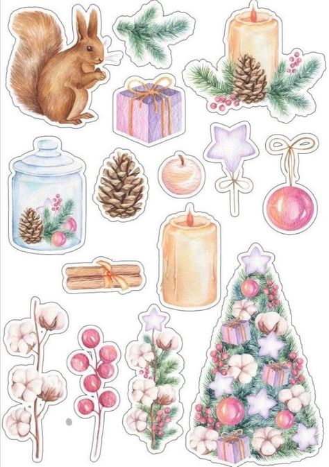 Candles Christmas Aesthetic Stickers Printable, Relaxation Ideas, Christmas Stickers Printable, Printable Christmas Decorations, Xmas Sticker, Digital Paper Free, Decor Candles, Pink Christmas Decorations, Scrapbook Stickers Printable