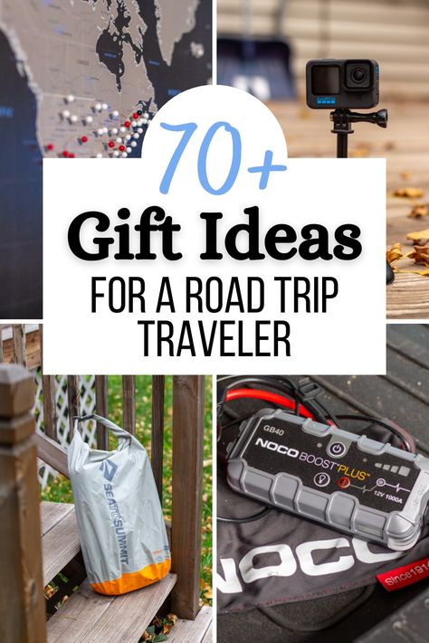 Looking for the perfect present for a traveler? 🌎 We've got you covered! Dive into our collection of 70+ gift ideas perfect for road trips and explore the world from the comfort of their car! 🌍 Check out these fantastic ideas! 🎁 Road Trip Kit For Adults, Travel Basket Gift Ideas Road Trips, Road Trip Gift Basket Ideas For Adults, Road Trip Care Package For Adults, How To Gift A Trip, Road Trip Goodie Bags For Adults, Road Trip Basket For Adults, Road Trip Gift Basket Ideas, Road Trip Basket