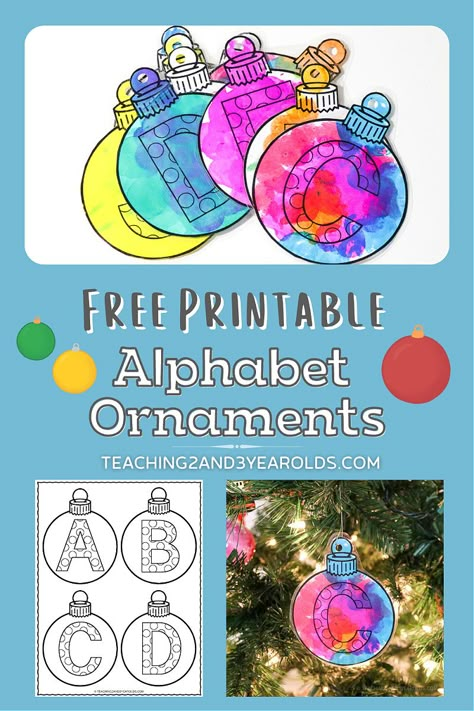 Ornament Ideas For Preschoolers, Letter K Christmas Craft, Two Year Old Preschool, Christmas Ornament Printable, Preschool Christmas Ornaments, Ornament Printable, Simple Art Activity, Joy School, Printable Christmas Ornaments