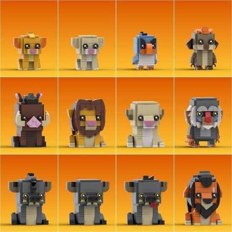 Lego Brick Headz, Cool Things To Build, Disney Lego, Timon And Pumbaa, Simba And Nala, Lego Characters, Things To Build, Lego Mocs, Legend Of Zelda Breath