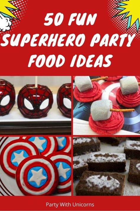 I’m not a baker or a cook, but I know one of the easiest ways to bring a theme to life at a party with the food. Whether it is with simple cupcake toppers or Superhero Food puns on simple cards, there are plenty of fun ways to dress up your snacks to match the […] Read more... Marvel Avengers Food Ideas, Superhero Theme Food Ideas, Superhero Dinner Ideas, Marvel Food Ideas The Avengers, Spiderman Birthday Party Foods, Boys Birthday Party Food Ideas, Superhero Snacks For School, Avengers Snacks Ideas, Marvel Party Snacks