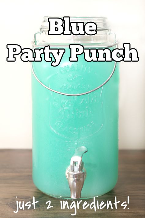 Woodland Punch, Color Themed Party Food Blue, Gender Reveal Drink Ideas Party Punches, Turquoise Punch Recipe, Turquoise Punch, Blue Punch For Kids, Blue Drink For Baby Shower Boys, Blue Party Punch Non Alcoholic, Baby Boy Shower Punch Recipe