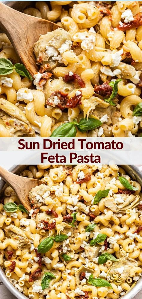 Basil Sundried Tomato Pasta, Sun Dried Tomato Feta Pasta, Feta Sundried Tomato Pasta, Sundried Tomato Pasta Salad, Sun Dried Tomato Recipes, Tomato Feta Pasta, Sundried Tomato Recipes, Recipe Runner, Feta Pasta Salad