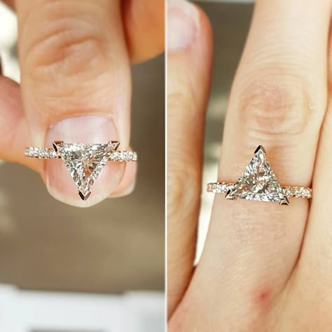 Double Trillion Ring, Triangle Diamond Engagement Ring, Triangle Ring Engagement, Triangle Engagement Ring Unique, Triangle Engagement Rings, Triangle Cut Engagement Ring, Triangle Wedding Ring, Triangle Engagement Ring, Trillion Cut Engagement Ring