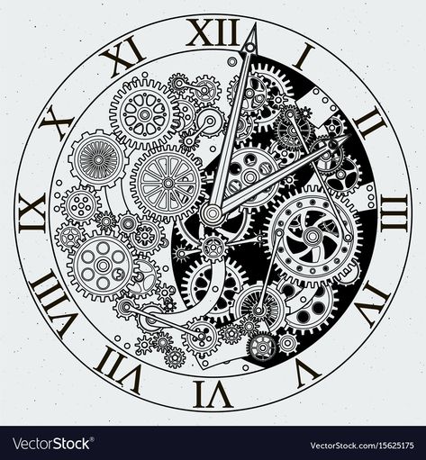 Gears Drawing, Drawing Clock, Gear Drawing, Steampunk Kunst, Shabby Chic Clock, Clock Drawings, Old Clock, Clock Gears, Art Steampunk