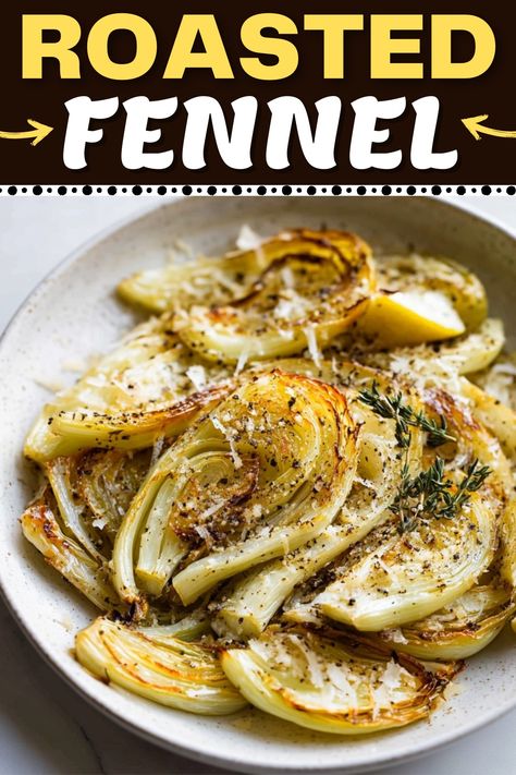 This roasted fennel with garlic, herbs, and Parmesan is a true delight! The caramelized finish makes it irresistible. Roasted Fennel And Delicata Squash, Roasted Fennel Recipes, Recipes Using Fennel, Caramelized Fennel, Sausage Sauce, Fennel Recipes, 2024 Recipes, Roasted Fennel, Interesting Recipes