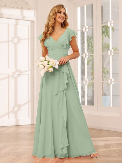 Sage Bridesmaid Dresses Green | Under $100, All Sizes | Lavetir Bridesmaid Dresses With Sleeves Long, Bridesmaid Dresses Long Chiffon, Sage Green Bridesmaid Dress, Bridesmaid Dresses With Sleeves, Dusty Blue Bridesmaid Dresses, Party Dresses Online, Green Bridesmaid, Green Bridesmaid Dresses, Bridesmaid Style