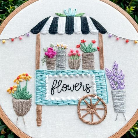 A TON going on lately with both of my jobs (day job and embroidery). Just know I have lots of fun stuff in the works for you guys! 🥰… | Rebekah (Bek) • Embroidery Artist 🌸🪡 (@beksstitches) on Instagram Small Embroidery Designs, Beginning Embroidery, Floral Stand, Pdf Embroidery Pattern, Etsy Embroidery, Simple Stitch, Basic Embroidery, Flower Cart, Ideas Embroidery