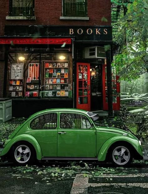 Library Aesthetic, Living In London, Casa Vintage, Book Cafe, Red Car, Cloudy Day, City Aesthetic, Pretty Places, Book Store