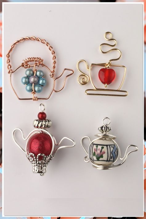 Looking for some brilliant jewelry craft ideas to unleash your creativity? Look no further! From stunning DIY necklaces to unique handmade bracelets, this collection has it all. Get inspired and create your own beautiful pieces with these easy-to-follow tutorials. Let your inner artist shine with these amazing jewelry craft ideas! Teapot Wire Wrap, Tea Pot Earrings, Diy Bead Projects Ideas, Wire Gnome, Diy Wire Jewelry Ideas, Charm Earrings Diy, Crafts Using Beads, Wire Teacup, Wire Teapot