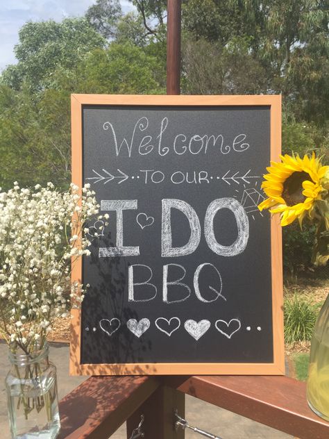 ‘I DO’ BBQ - engagement party welcome. I Do Bbq Photo Backdrop, Outdoor Fall Engagement Party, Engagement Party Dinner Ideas, Small Engagement Party Ideas Simple, Park Engagement Party, Bbq Engagement Party Ideas, Fall Engagement Party Ideas, Lake House Party, Engagement Party Summer