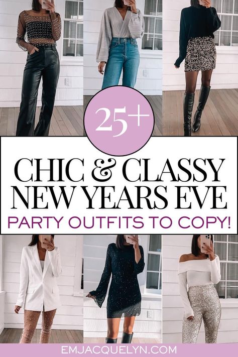 Need outfit inspiration for New Year's Eve? Check out these New Years Eve Party Outfit ideas that include a dazzling party dress or a chic women's winter outfit. Whether you're attending a fancy event or a casual get-together, these looks will ensure you stand out as you ring in the new year. New Years Day Outfit Ideas, Near Years Eve Outfit, New Year's Outfits For Women, New Year 2023 Outfit Ideas, Casual Chic New Years Outfit, New Years Even Casual Outfit, New Year Party Dress Ideas, Outfits For New Years Eve Night 2022, Mom New Years Eve Outfit