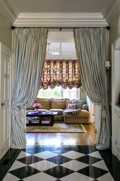 Portiere Design Ideas, Pictures, Remodel and Decor Hallway Curtains, Curtain Doors, Curtains For Doorways, Door Drapes, Divider Curtain, Room Divider Curtain, Curtain Room, Doorway Curtain, Bedroom Curtains