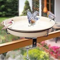 Railing Balcony, Solar Bird Bath, Bird Bath Bowl, Bath Pictures, Water Fountain Pumps, Patio Terrace, White Patio, Solar Fountain, Fountain Pump