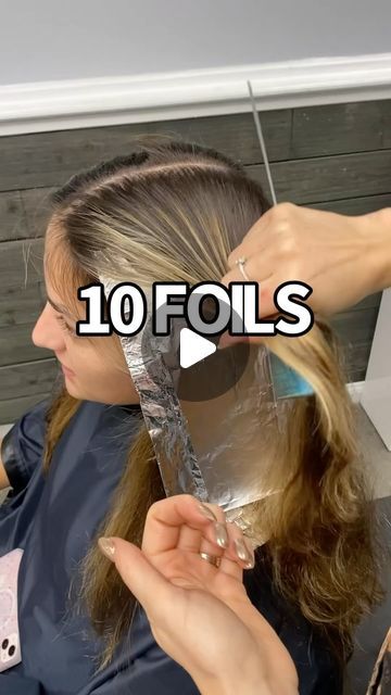 Micro Slice Highlights, Blond Hair With Brown Streaks, Mohawk Highlights Placement, Quarter Head Foils Hair, 10 Foils Highlights, 10 Foils Highlights Placement, Diy Chunky Highlights, Foil Hair Color Highlights, Bleached Streak In Hair