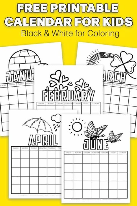 Kids Monthly Calendar, Back To School Calendar Ideas, Homemade Calendar For Kids Craft Ideas, Editable Monthly Calendar Template Free Printable, Coloring Calendar 2024, Kids Calendar Printable Free, Calendar Crafts For Kids, Calendar Activities For Kids, School Calendar Printables