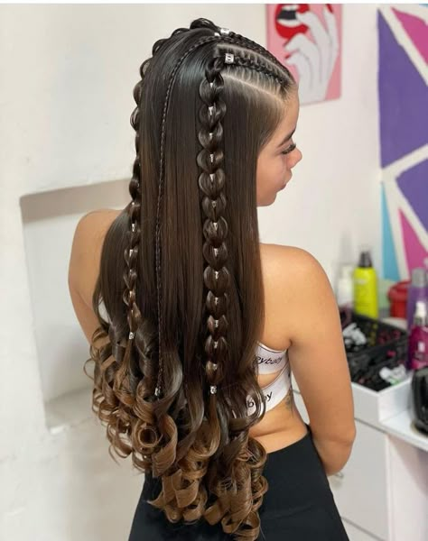 Hair Styles With Braids Easy, Two Half Braids, Cool Hairstyles For Long Hair, Cute Braids Hairstyles, Latina Hair, Hairstyle Examples, Easy Hairstyles For Thick Hair, Hair Inspiration Long, Hairstyles For Layered Hair