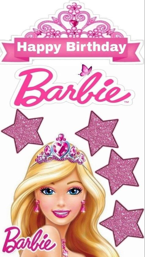 Barbie Cake Topper Printable, Barbie Cake Topper, Barbie Cake Designs, Barbie Doll Birthday Cake, Cake Topper Printable, Doll Birthday Cake, Barbie Birthday Cake, Barbie Party Decorations, Doll Cake Topper