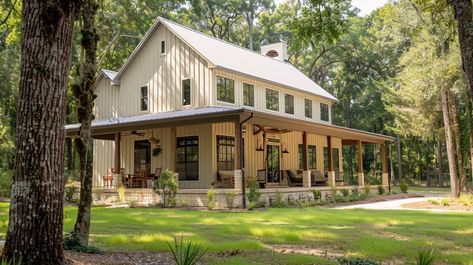 The Cost to Build a Barndominium – BarndoModern Barndominium On Land, Farm Barndominium Ideas, Colonial Style Barndominium, Southern Barndominium Ideas, Barndominium Cottage Style, White Farmhouse Barndominium, Barndominium Beach House, 4 Acres Of Land Ideas, 2 Storey Farmhouse Design