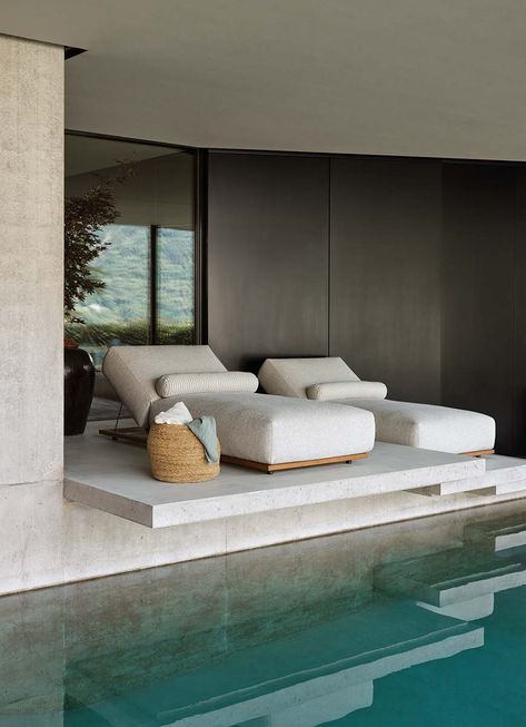 Pool Bed, Air Lounge, Lounge Bed, Indoor Swimming Pool, Indoor Swimming, Pool Furniture, Design Del Prodotto, Design Minimalista, Outdoor Design