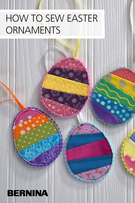 Sewing Easter Projects, Summer Ornaments, Easter Fabric Crafts, Easter Sewing, Easter Applique, Diy Sy, Easter Egg Pattern, Easter Ornaments, Church Easter Decorations