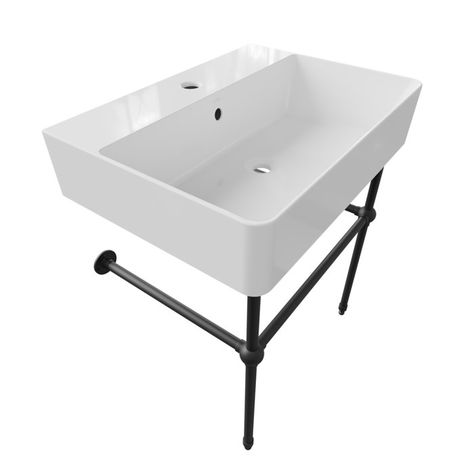 CheviotProducts Nuo 2 Rectangular Console Bathroom Sink with Overflow | Perigold Mudroom Remodel, Console Bathroom Sink, Wall Mount Sinks, Rectangular Sink Bathroom, Cast Iron Bathtub, Timeless Bathroom, Black Sink, Wall Mount Sink, Modern Sink