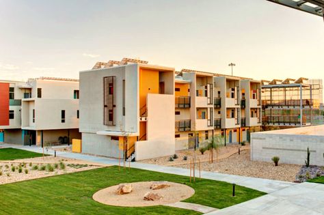 Paisano Green Community is the First Net-Zero Senior Housing Project in the US Housing Masterplan, Net Zero Building, Co Housing Community, Social Housing Architecture, Thesis Presentation, Modern Exterior Design, Green Community, Future Society, Condos Apartments