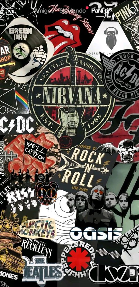 Vintage Rock Aesthetic Wallpaper, Rock Band Wallpaper, Iphone Wallpaper Rock, Rock And Roll Aesthetic, Cool Wallpapers For Your Phone, Band Wallpaper, Rock Background, Rock Band Logos, Futurisme Retro