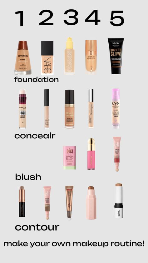 make your own makeup routine I KNWO I SPELLED CONCEALER WRONG#makeup #aesthetic #blush #foundation #contour #concealer #preppy Cheap Concealer, Contour Concealer, Drugstore Concealer, Make Your Own Makeup, Makeup Help, Best Concealer, Makeup Aesthetic, Foundation Shades, Lashes Makeup