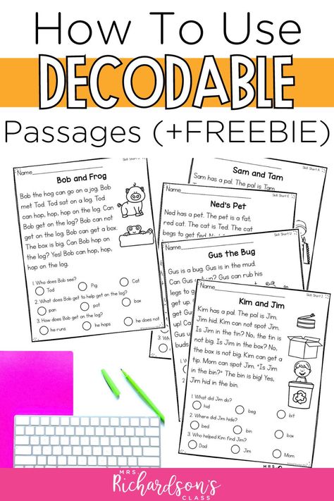 Decodable Passages, Phonics Reading Passages, Decodable Books, Guided Reading Lessons, Fluency Passages, First Grade Phonics, Phonics Practice, Phonics Instruction, First Grade Reading