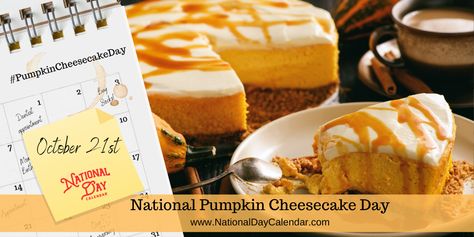 With the cool weather upon us, pumpkin spice is the rage of the season. The rage includes #PumpkinCheesecakeDay, too! We even have five different recipes to share. October National Days, Lactose Free Cheesecake, October Themes, Autumn Greetings, National Day Calendar, Farmers Cheese, Day Calendar, Pie Day, Philadelphia Cream Cheese