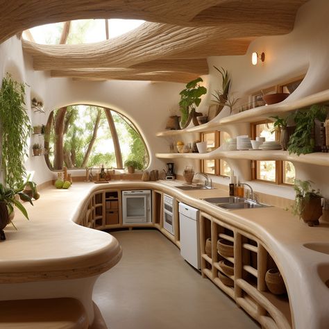 Created with Midjourney #cobhouse #futuristicarchitecture #aicreation A Frame Cob House, Cob Homes Diy, Cobb Houses Exterior, Cobb House Interior, Boho House Layout, Earth Ship Homes Plans, Cob Furniture, Cob House Kitchen Ideas, Mud House Interior