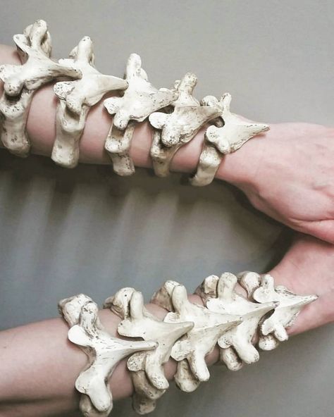 BETWEENMIRRORS — STACKABLE VERTEBRAE BRACELETS by #HeatherHenry... Bone Fairy, Sacrificial Lamb, Vulture Culture, Bone Jewelry, Gothic Steampunk, Caravaggio, Eren Jaeger, Kraken, Fantasy Clothing