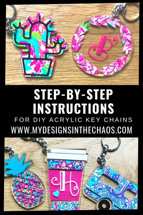 Cricut Keychains, How To Make Keychains, Chain Tutorial, Acrylic Projects, Acrylic Key Chains, Badge Reels Diy, Diy Resin Keychain, Diy Keychains, Tattoo Diy