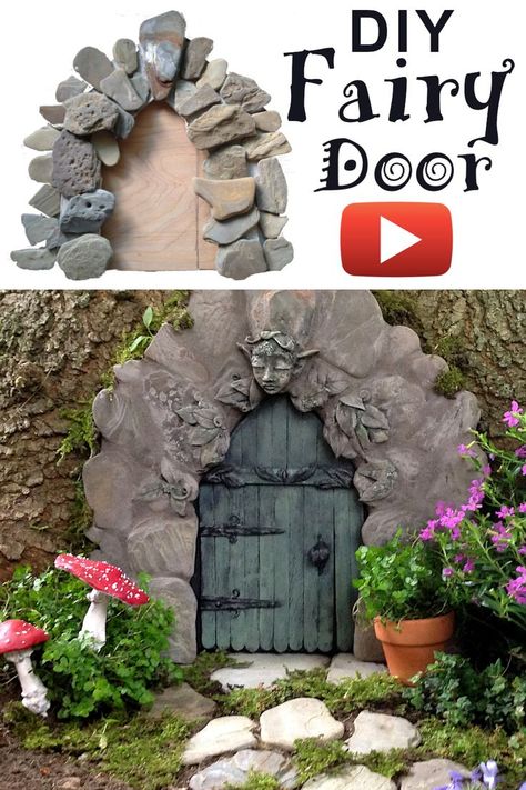 Fairy Garden Door Diy, Clay Fairy Door, Wood Polymer Clay, Diy Fairy Door, Faerie Door, Fairy Doors On Trees, Dollhouse Rooms, Make A Fairy, Fairy Garden Doors