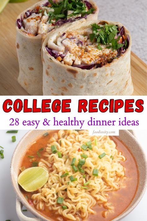 Easy Dinner Ideas College, Easy Chicken Recipes For College Students, College Meal Ideas Easy Dinners, Simple Healthy College Meals, Easy Simple Ingredient Dinners, Easy Cheap College Meals, College Student Dinner Ideas, Student Recipes Healthy, Single Meal Ideas