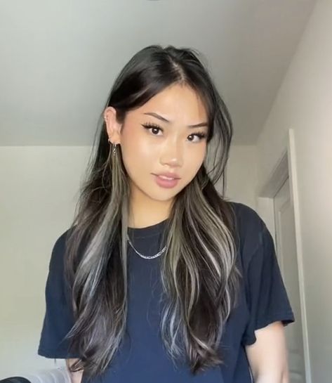 Hidden Hair Color, Half Dyed Hair, Peekaboo Hair Colors, Skunk Hair, Hair Color Asian, Black Hair Balayage, Hair Color Underneath, Peekaboo Hair, Hair Color Streaks