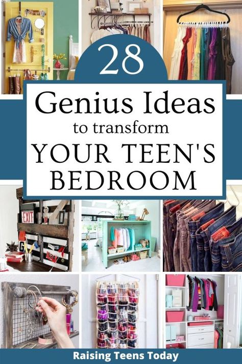 Space Saving Clothing Storage, Closet Designs For Small Bedrooms, Closet Organization Ideas Teen Girl, Organizing Teenage Girls Bedroom, Vertical Storage Ideas Bedroom, Teen Organization Ideas, Teen Girl Closet Organization, Teen Storage Ideas, Teen Room Organization Ideas