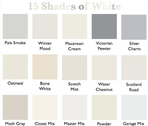 15 Shades of White Shades Of White Paint, Interior Paint Colors Schemes, Best White Paint, Buku Harry Potter, Paint Color Schemes, White Paint Colors, Interior Paint Colors, Country Design, Paint Colors For Home