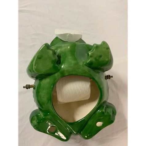 Frog Toilet Paper Holder, Frog Toilet, 60s Hollywood, Frog Bathroom, Clay Hand Building, Frog House, Frog Stuff, Toilet Paper Dispenser, Vintage Frog