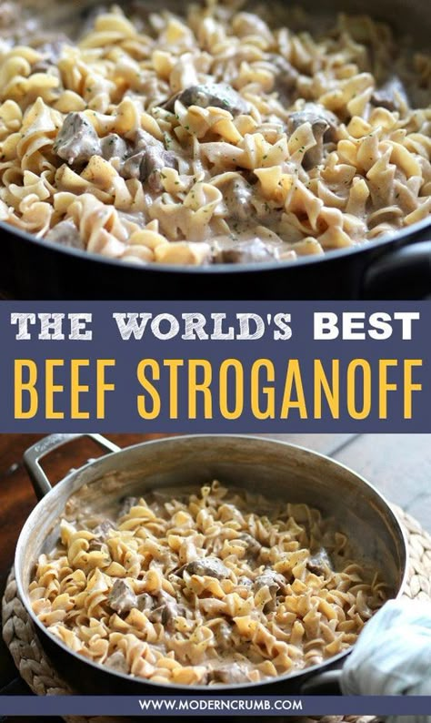 Beef Stroganoff | Easy and Delicious Family Friendly Recipes | Arizona | Modern Crumb Stroganoff Beef, Best Beef Stroganoff, Beef Stroganoff Crockpot, Resep Pasta, Beef Stroganoff Easy, Slow Cooker Beef Stroganoff, Ground Beef Stroganoff, Stroganoff Recipe, Beef Stew Recipe