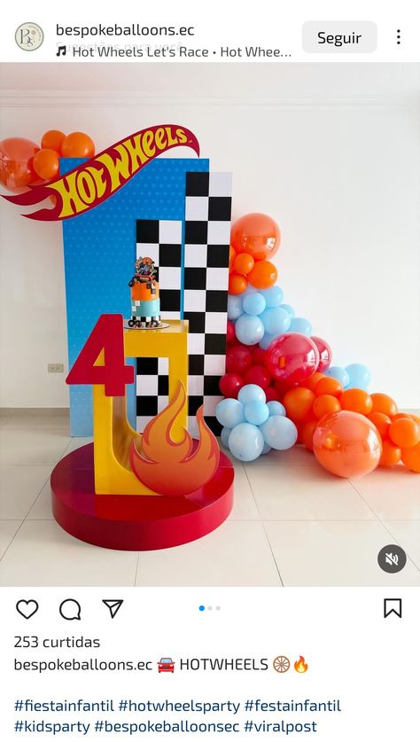 Hot Wheels Decorations, Ferrari Birthday, Hot Wheels Themed Birthday Party, Teal Makeup, Birthday Decorations At Home, Anna Birthday, Hot Wheels Birthday, Hot Wheels Party, Boy Birthday Party Themes