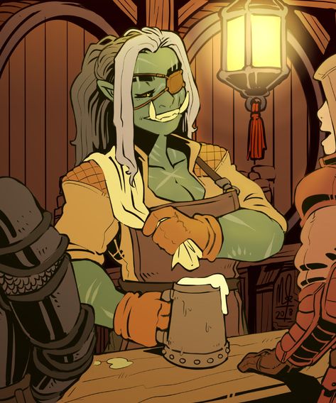 half-orc barmaid Dnd Orc, Female Orc, Orc Warrior, Dungeons And Dragons Characters, Dnd Art, D&d Dungeons And Dragons, Character Creation, Dnd Characters, Fantasy Artwork