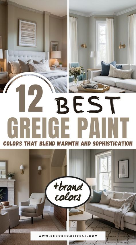 Beige Gray Paint Colors Living Room, Light Beige Gray Paint Colors, Greige Taupe Paint Colors, Greige Paint Colors Living Room Wall, Beige Paints For Living Room, The Best Greige Paint Colors, Sherwin Williams Best Greige Colors, Sw Perfect Greige Color Scheme, Fossil Grey Paint